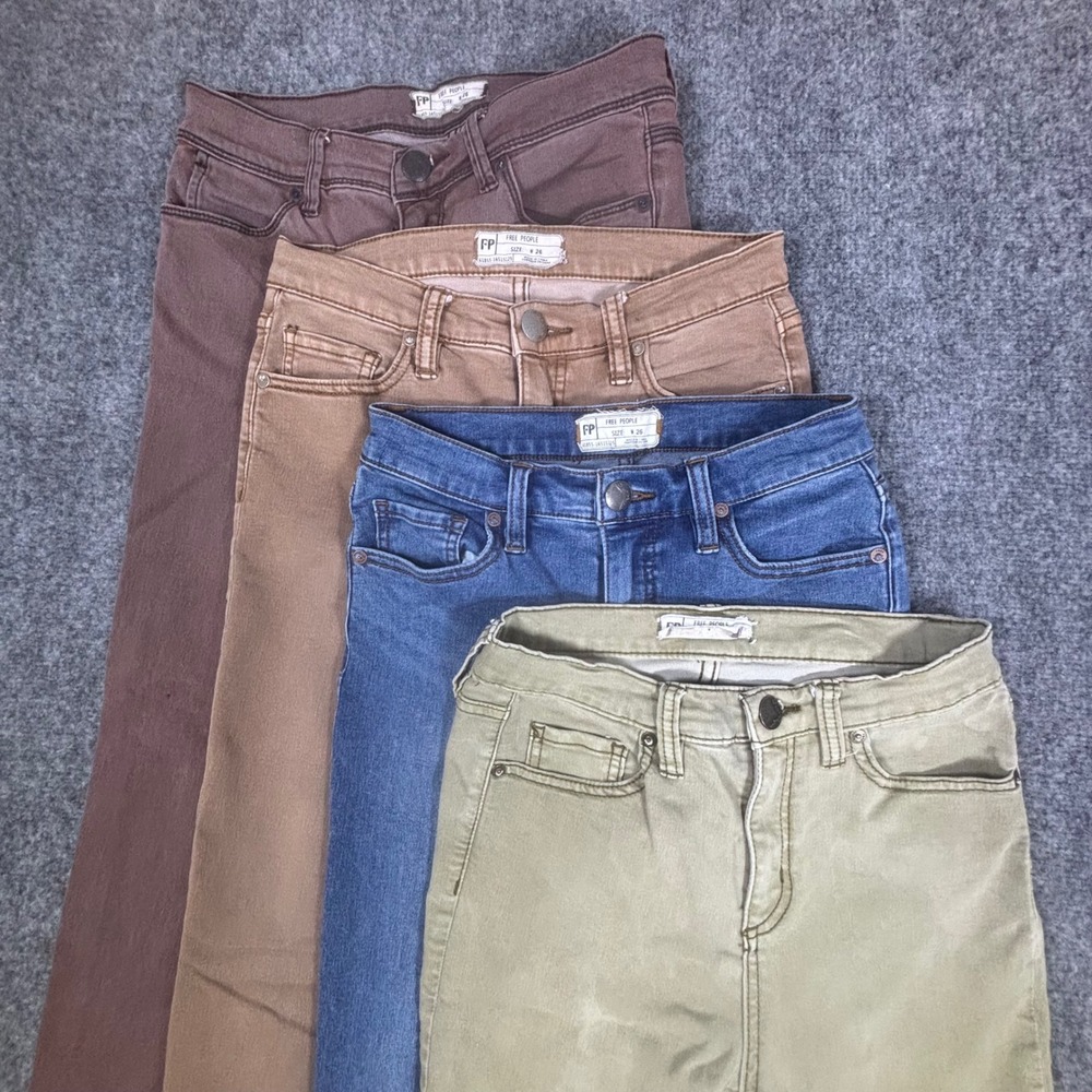 Free People Lot of 4 Womens Size 26 Mid Rise Skinny Jeans Stretch Denim Pants